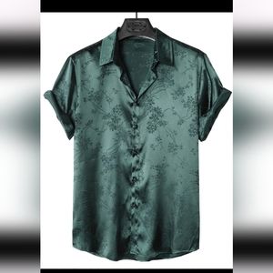 Men's Home Floral Jacquard Button Up Shirt Justin Bieber Inspired